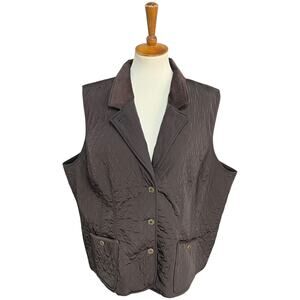 NWT Talbots Chocolate Brown Corduroy Collar Vest Size 3X
